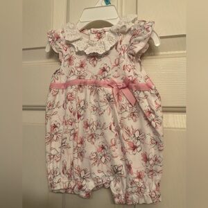 Laura Ashley Baby Romper with Pink Floral Pattern. New without tag